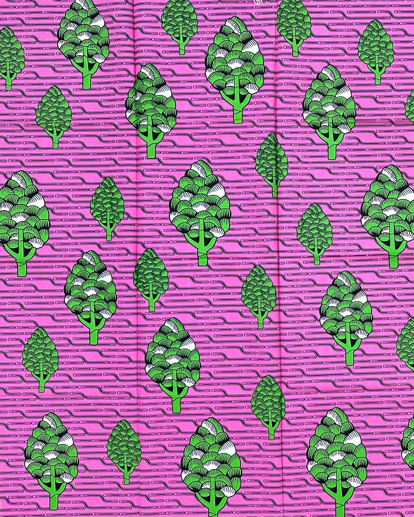 African Print Fabric/ Ankara - Pink, Green 'On Purpose Republic', 1 YARD