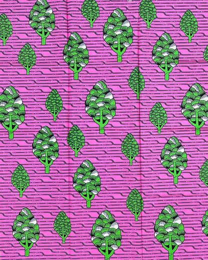African Print Fabric/ Ankara - Pink, Green 'On Purpose Republic', 1 YARD