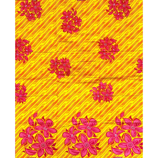 African Print Fabric/ Ankara - Yellow, Pink, Red, Orange "Florally Ekpene" Design, YARD or WHOLESALE