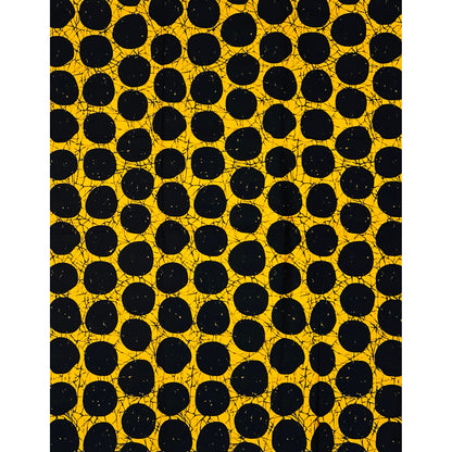African Print Fabric/ Ankara - Yellow, Black 'Oro of the Sun' Design, YARD or WHOLESALE