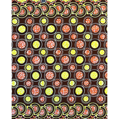 African Print Fabric/ Ankara - Orange, Yellow, Brown ‘Sola Count' Design, 1 YARD