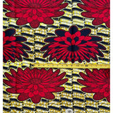 African Print Fabric/ Ankara - Red, Yellow, Brown, Navy ‘Amaya Shazam'