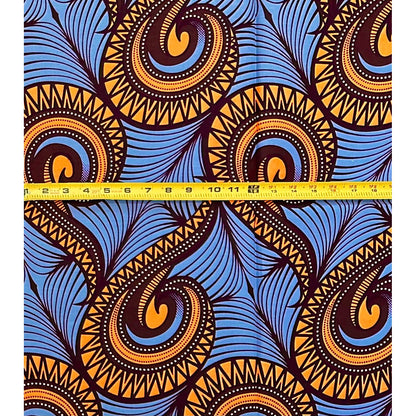 African Print Fabric/Ankara - Gray, Peach, Brown "Just Presence" Design, 1 Yard