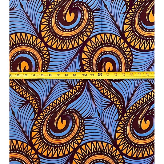 African Print Fabric/Ankara - Gray, Peach, Brown "Just Presence" Design, 1 Yard