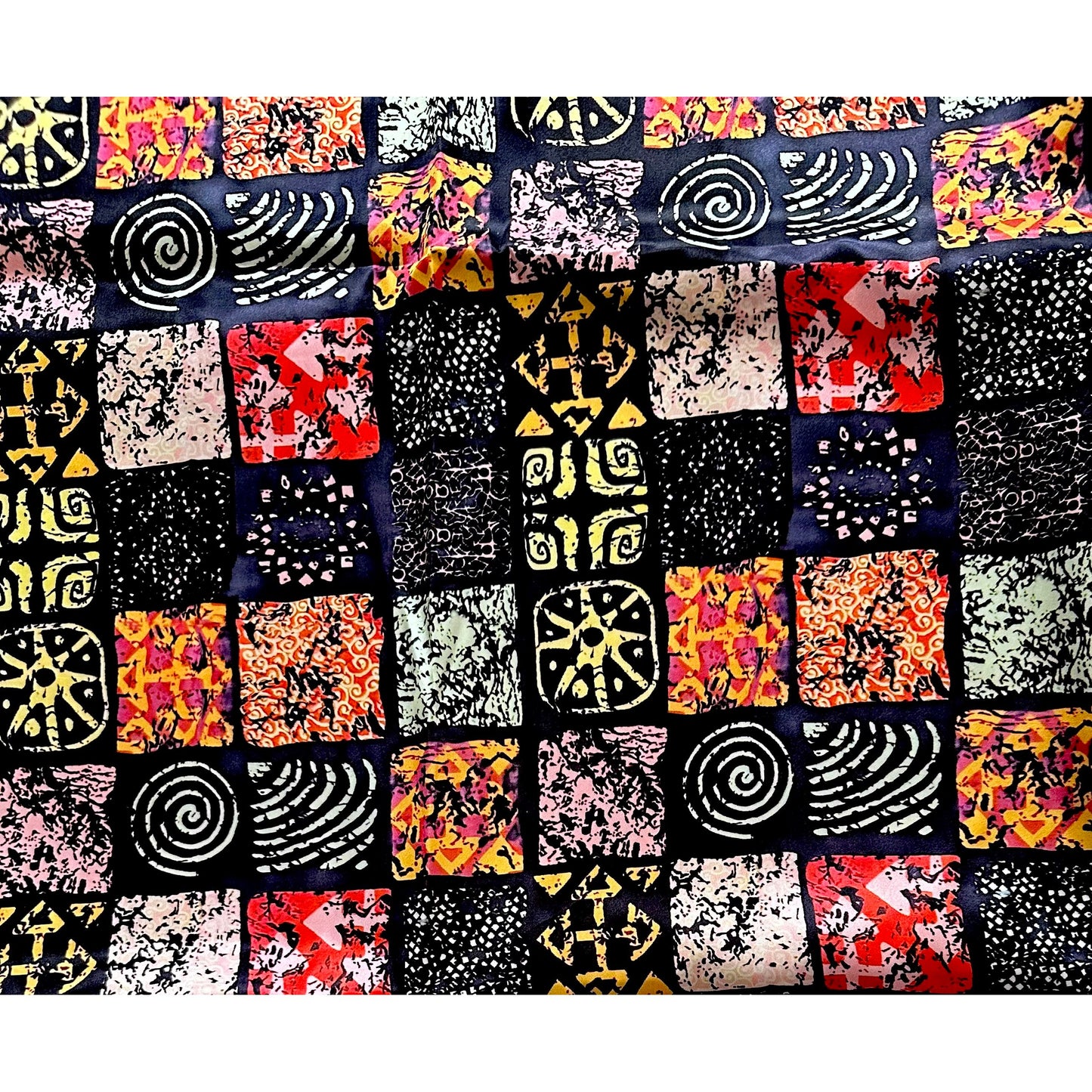 African Print, Satin Fabric - Black, Pink, Red, Beige, Yellow “Camelia”, Per Yard or Wholesale
