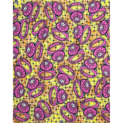 African Print Fabric/ Ankara - Pink, Yellow, Orange 'Happily Ever After', 1 YARD