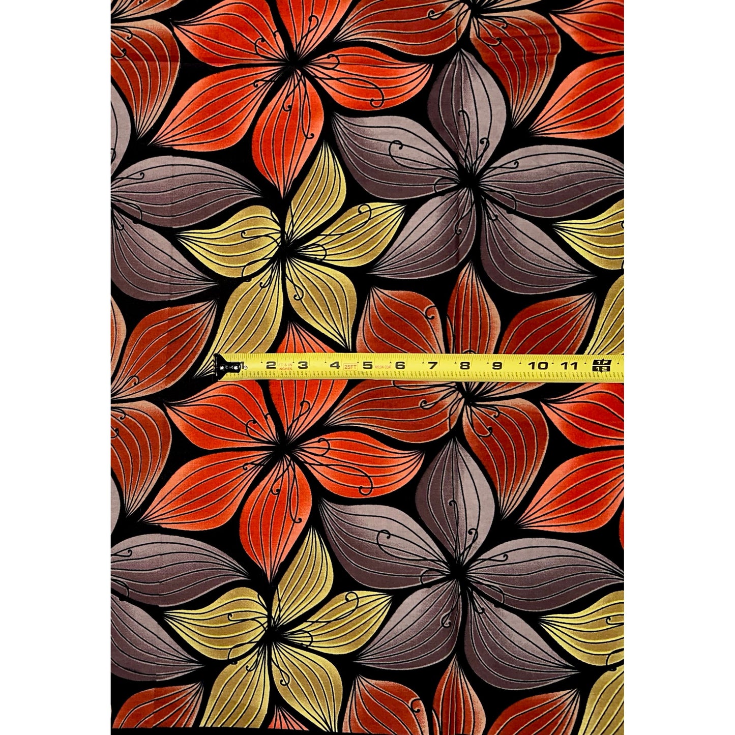 African Print Fabric/Ankara - Red, Shades of Brown 'Sweet Magnolia', YARD or WHOLESALE