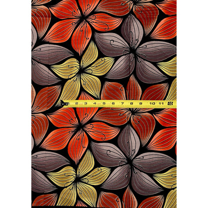 African Print Fabric/Ankara - Red, Shades of Brown 'Sweet Magnolia', YARD or WHOLESALE