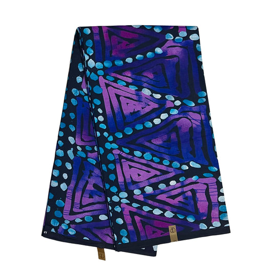 African Print Fabric/ Ankara - Purple, Blue 'Drumfire Echo’, YARD or WHOLESALE