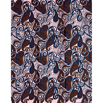 African Print Fabric/ Ankara - Pink,  Brown, Navy ‘Small Small Na Big Big' Design, 1 YARD