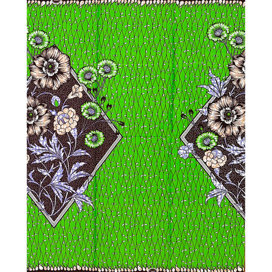 African Print Fabric/Ankara - Green, Purple, Brown "Sacred Grounding" Design