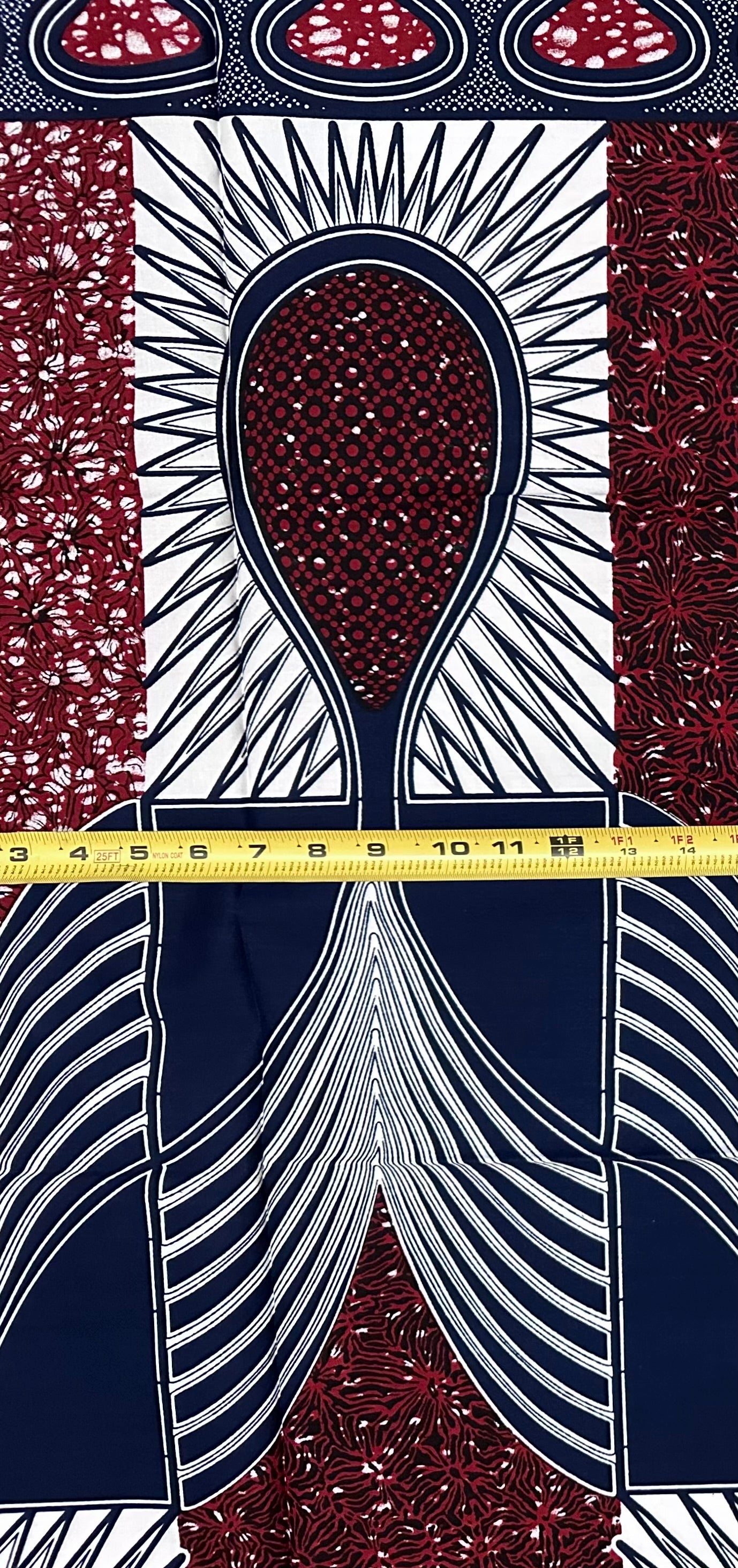 African Print Fabric/ Ankara - Brown, Navy 'Standing Together', 1 YARD