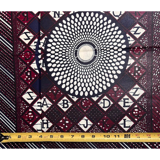 African Print Fabric/Ankara - Brown, Navy, Cream “Zuberiya" Design, 1 Yard