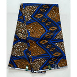 African Print Fabric/ Ankara - Blue, Brown "Oluchi O Di Kwa Serious", YARD or WHOLESALE