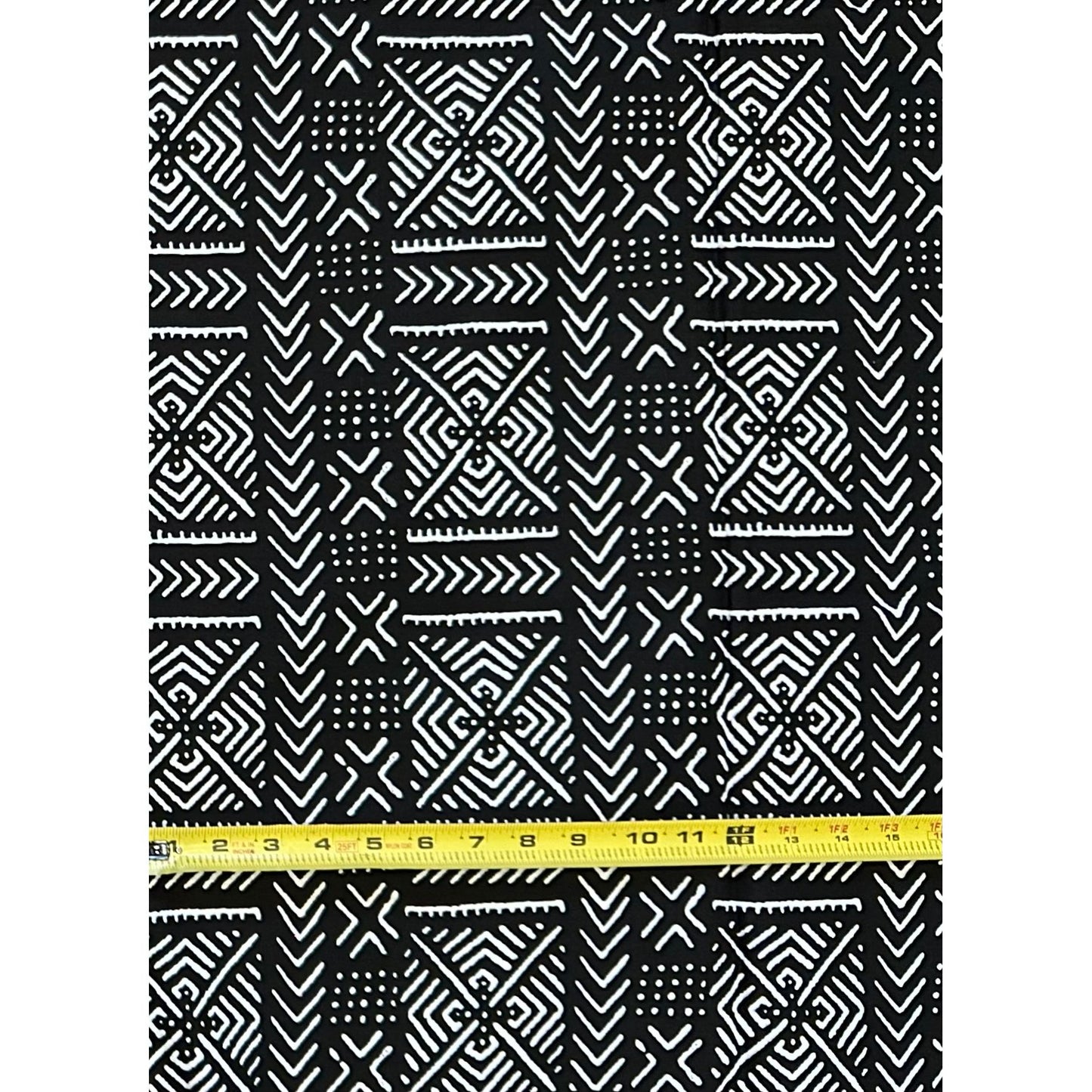 African Print Fabric/ Ankara - Black, White 'Path of Kings' Design, YARD or WHOLESALE