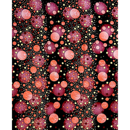 African Print Fabric/ Ankara - Black, Red, Coral, Beige 'Sunsé Dusk,’ 1 YARD