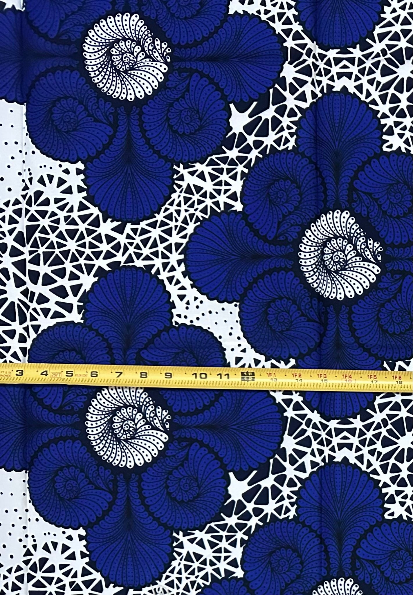 African Print Fabric/Ankara - Blue, White "Abuja Blueprint" Design, 1 Yard