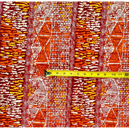 African Print Fabric/ Ankara - Orange, Brown, Beige 'Ceylon’, YARD or WHOLESALE