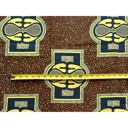 African Print Fabric/ Ankara - Brown, Beige, Navy 'The Genesis', YARD or WHOLESALE