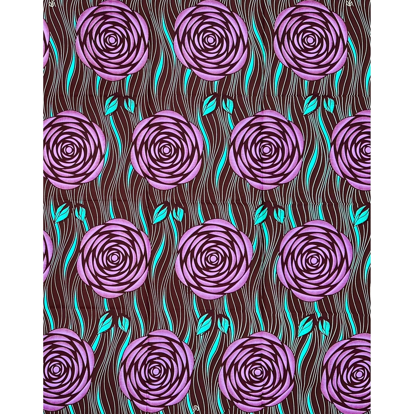 African Print Fabric/ Ankara - Purple, Turquoise, Brown 'The Last Empress,’ 1 YARD