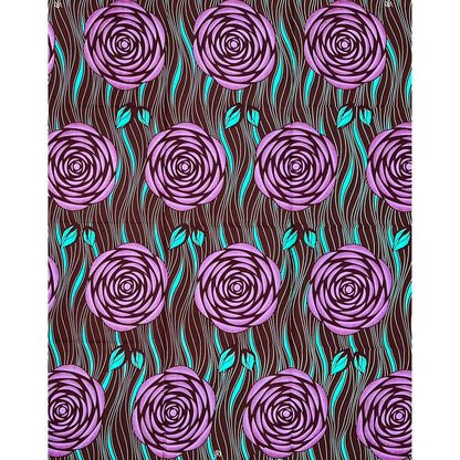 African Print Fabric/ Ankara - Purple, Turquoise, Brown 'The Last Empress,’ 1 YARD