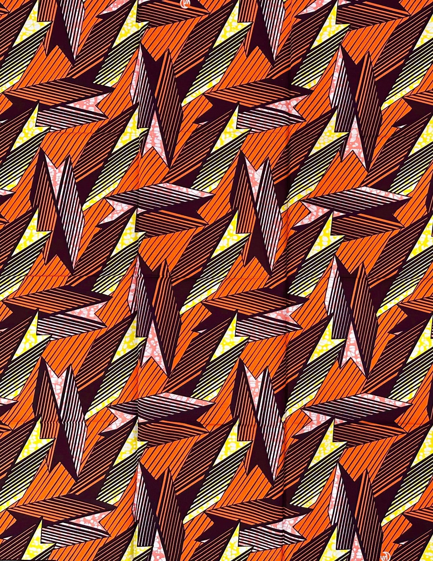 African Print Fabric/ Ankara - Pink, Orange, Yellow 'The Third Mainland', 1 YARD