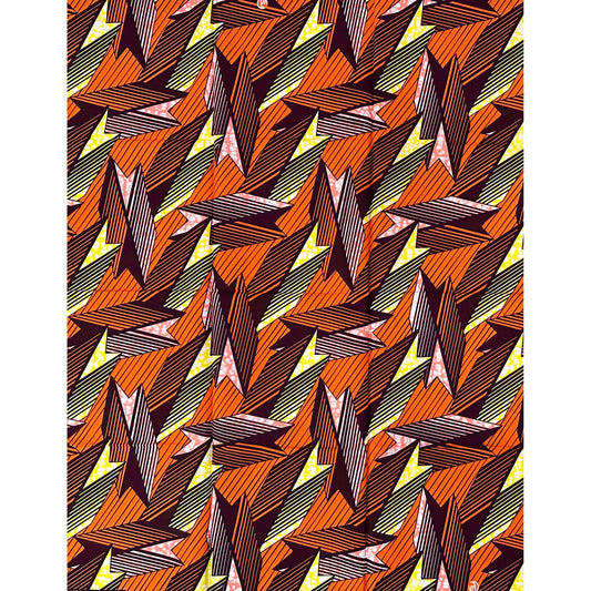 African Print Fabric/ Ankara - Pink, Orange, Yellow 'The Third Mainland', 1 YARD