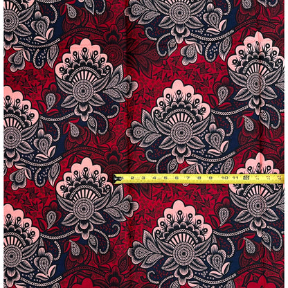 African Print Fabric/ Ankara - Red, Pink, Black ‘Passion Must Show' Design, 1 YARD