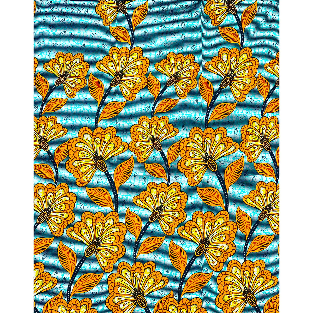 African Print Fabric/ Ankara - Turquoise, Orange, Yellow ‘Bright Side' Design, YARD or WHOLESALE