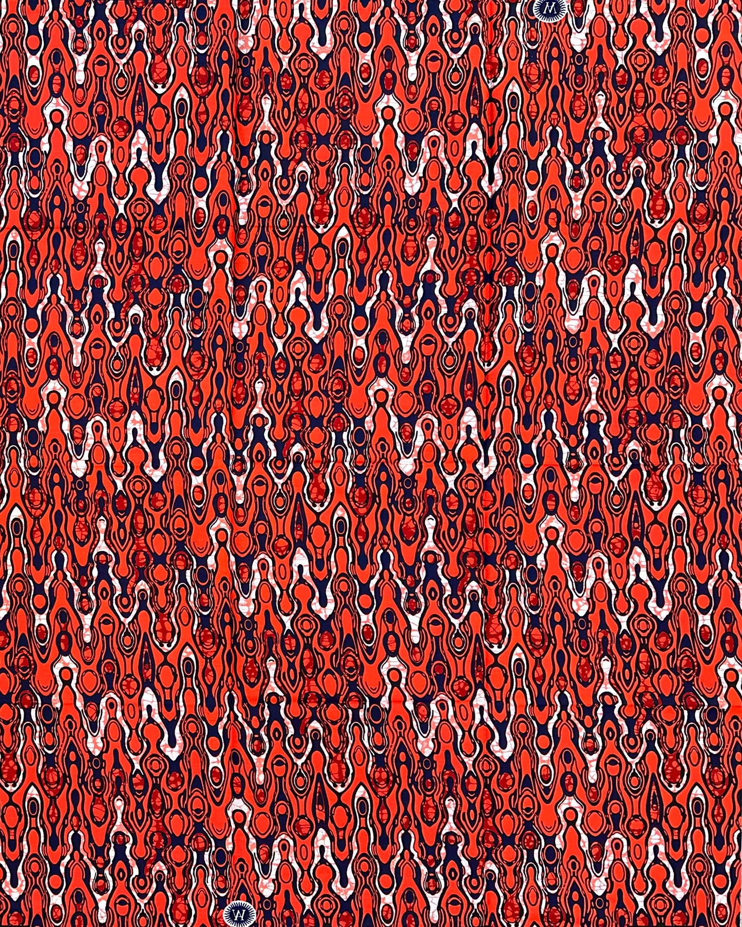 African Print Fabric/ Ankara - Orange, Apricot, Navy "The Great Migration", YARD
