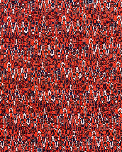 African Print Fabric/ Ankara - Orange, Apricot, Navy "The Great Migration", YARD