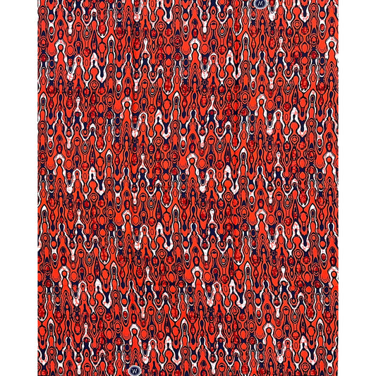 African Print Fabric/ Ankara - Orange, Apricot, Navy "The Great Migration", YARD
