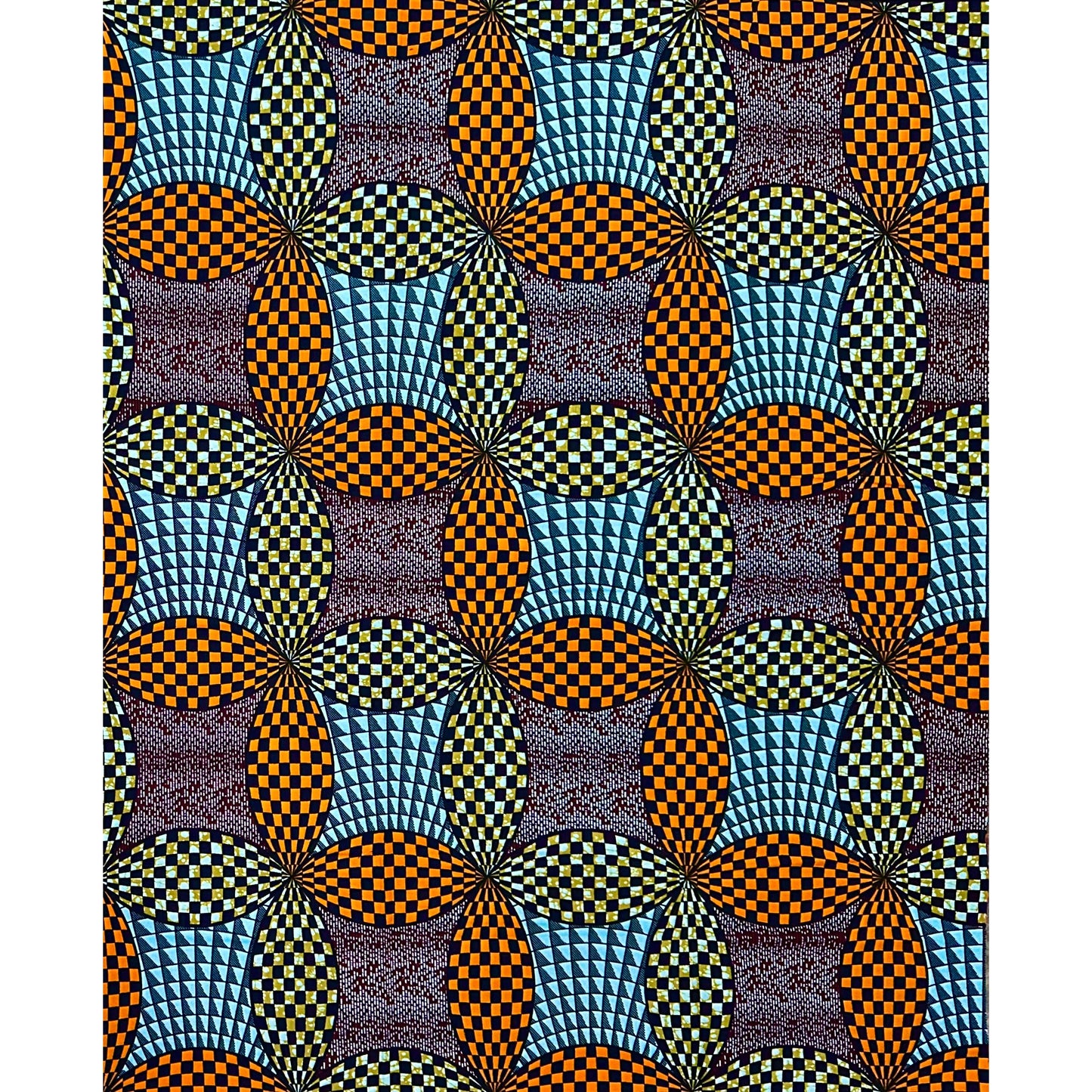 African Print Fabric/ Ankara - Blue, Orange, Brown "Mama Put It On Hold", Yard or Wholesale