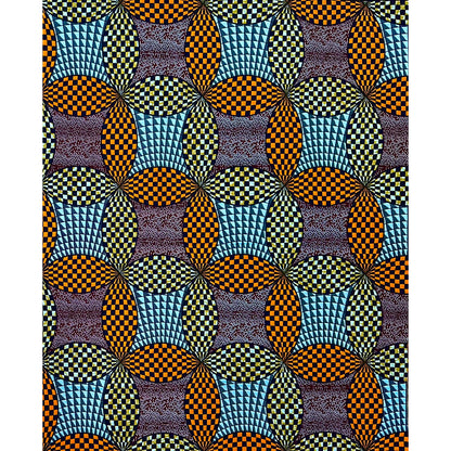 African Print Fabric/ Ankara - Blue, Orange, Brown "Mama Put It On Hold", Yard or Wholesale