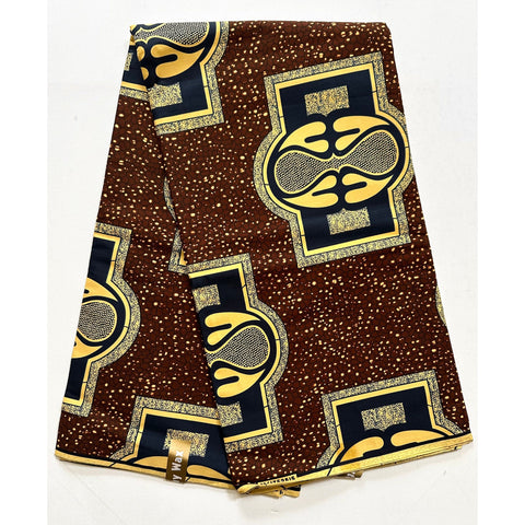 African Print Fabric/ Ankara - Brown, Beige, Navy 'The Genesis', YARD or WHOLESALE