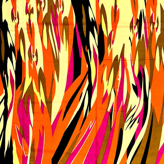 African Print Fabric/ Ankara - Orange, Magenta, Yellow, Brown, Beige 'Hot Pass Pepper' Design, YARD or WHOLESALE