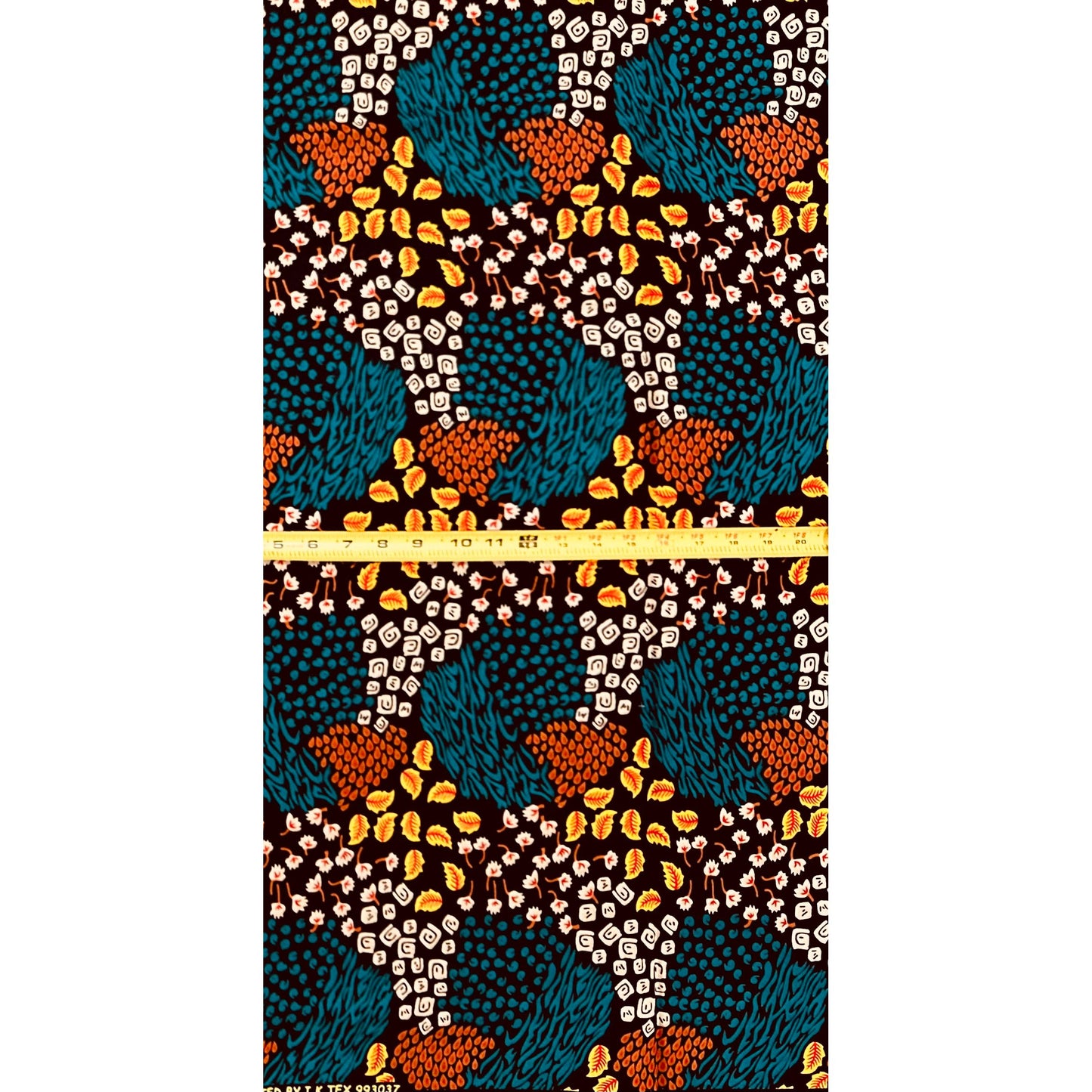African Print Fabric/ Ankara -Teal, Brown, Yellow 'Wealth of Calabar', Per YARD or WHOLESALE