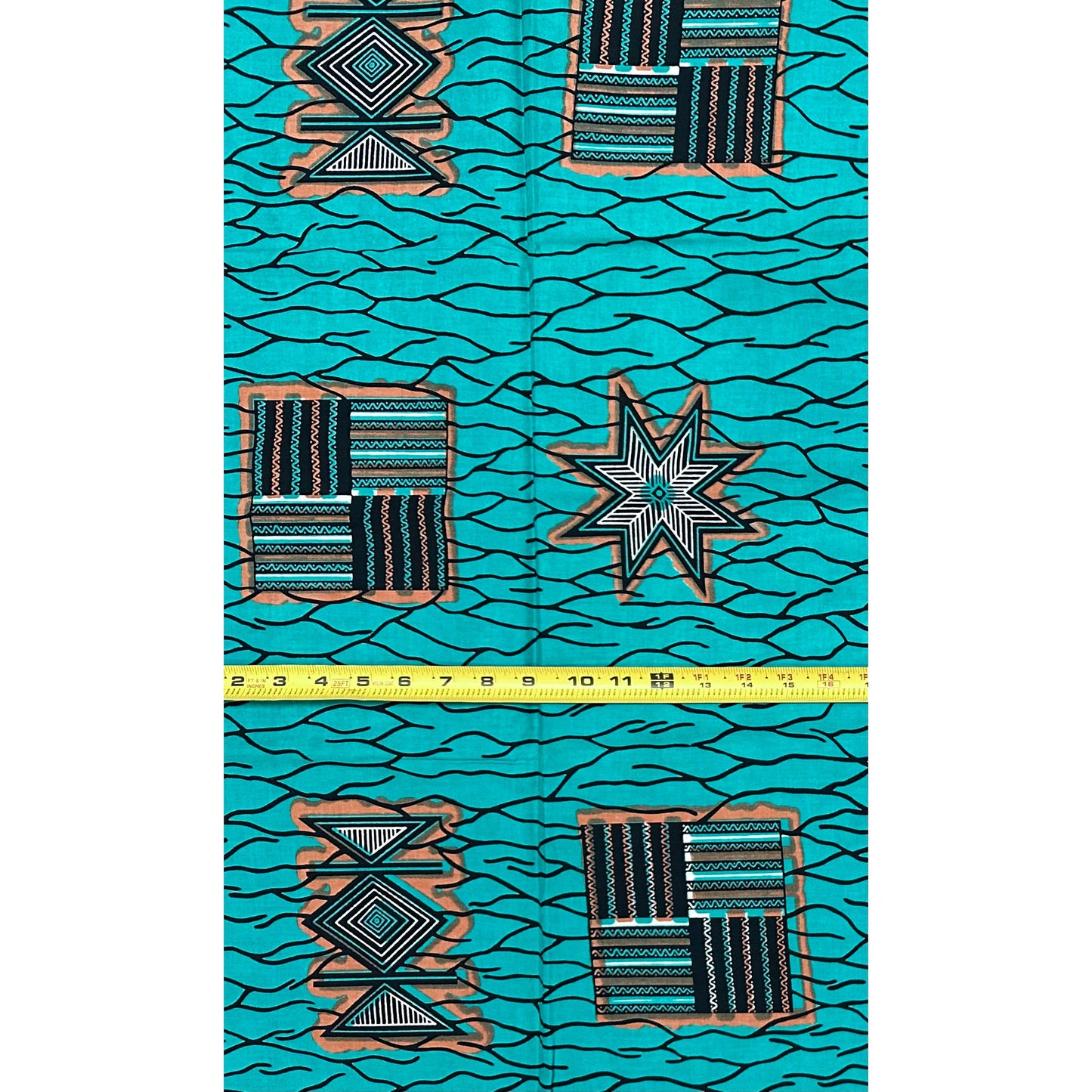 African Print Fabric/ Ankara - Teal, Brown, Black 'River Delta', Per Yard