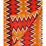 African Fabric/ Woven Kente - Orange, Brown, White “Yorkoo”, 4 Yards