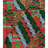 African Print Fabric/ Ankara - Green, Orange, Navy “Jidi Rock” YARD or WHOLESALE