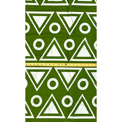 African Print Fabric/ Ankara - Green, White 'Ajani Code ' Design, YARD or WHOLESALE