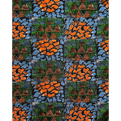 African Print Fabric/ Ankara - Orange, Green, Gray‘Moxxie,' YARD or WHOLESALE