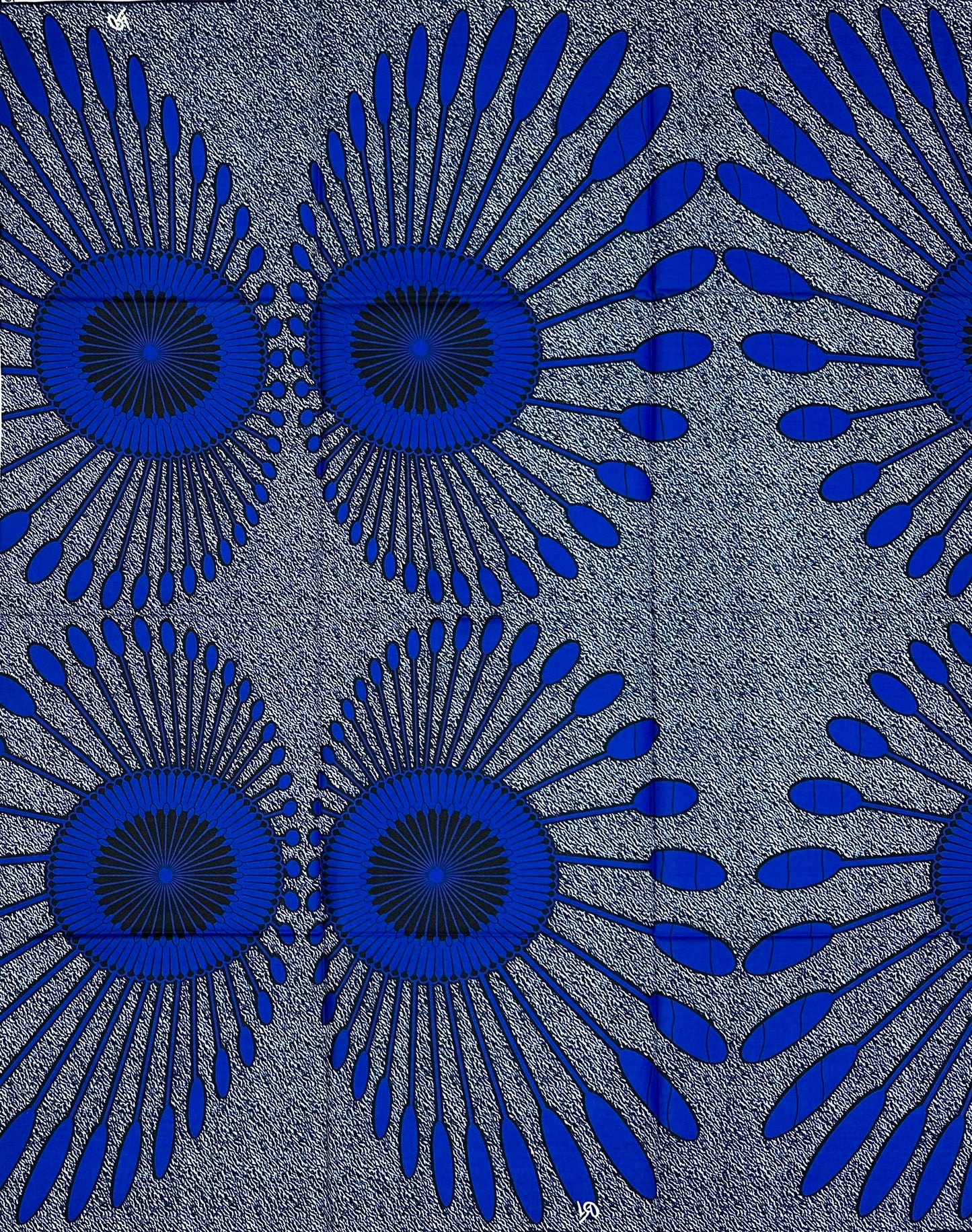 African Print Fabric/ Ankara - Blue, Black 'Moon Council', YARD or WHOLESALE
