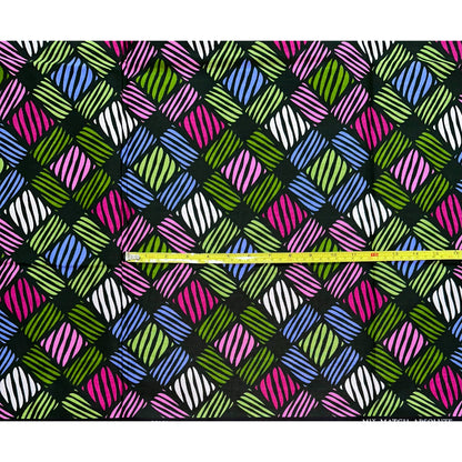 African Print Fabric/ Ankara - Green, Magenta, Periwinkle 'Estella’, Yard or Wholesale