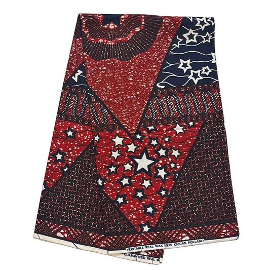 African Print Fabric/ Ankara - Brown, Navy 'Under The Same Sky,’ YARD