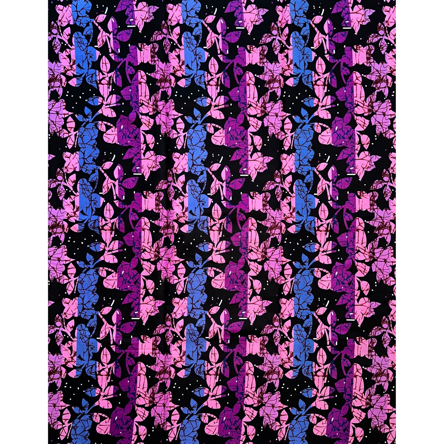 African Print Fabric/Ankara - Pink, Purple, Periwinkle, Black "Feminine Nora" Design, Yard or Wholesale