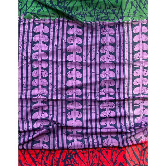 African Print, Chiffon Fabric - Purple, Blue, Red, Green "Malia", ~2 Yards