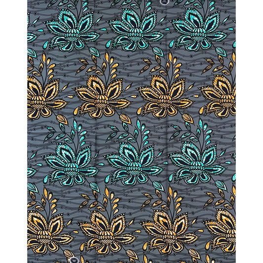 African Print Fabric/ Ankara - Gray, Blue, Orange 'Beauty Has Many Voices,’ 1 YARD