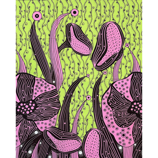 African Print Fabric/ Ankara - Green, Pink, Brown ‘Mama Africa Bloom' Design, 1 YARD