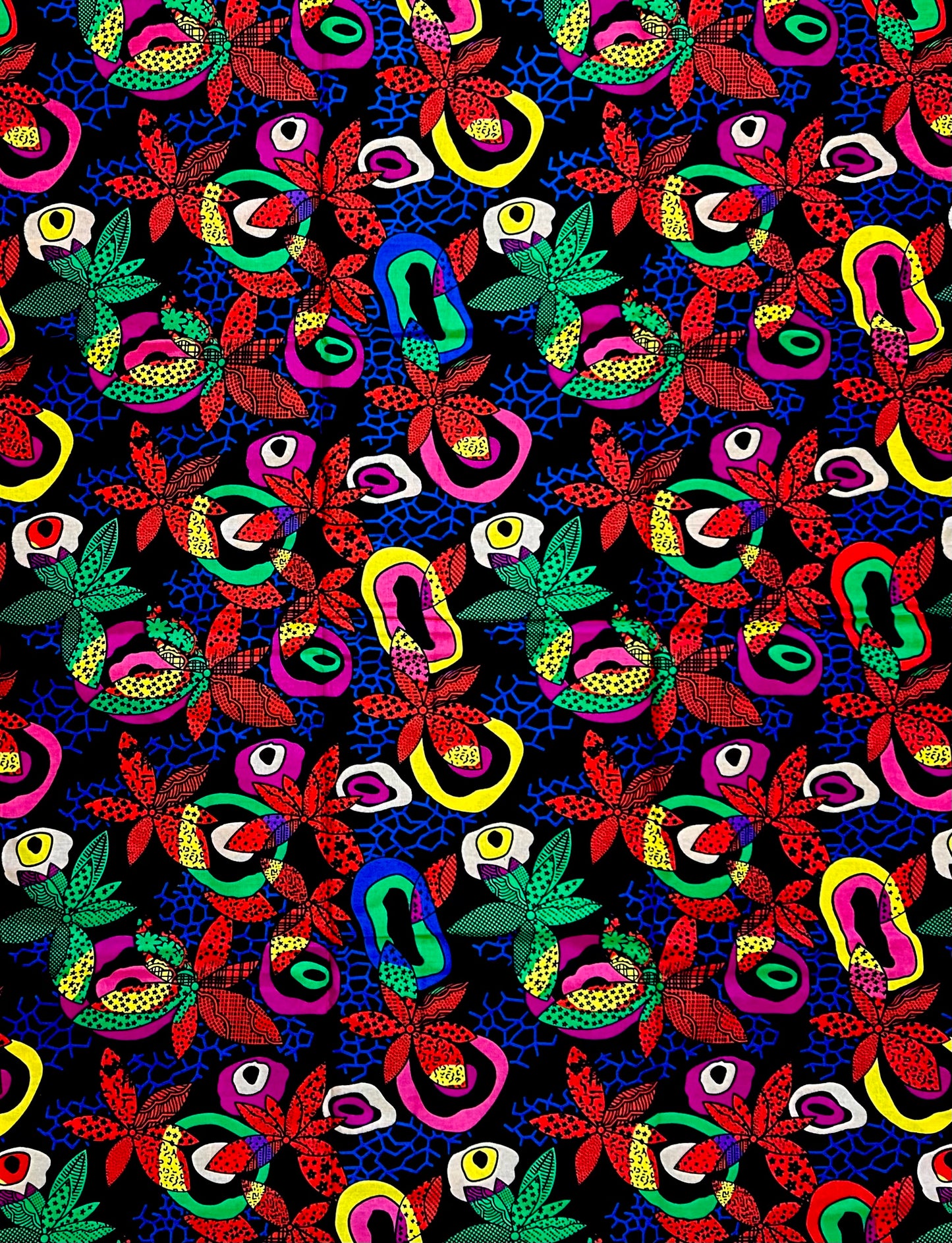 African Print Fabric/ Ankara - Multicolored 'Midnight Tropicana' Design, Yard or Wholesale